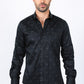 Mens Satin Cotton Modern Fit Black Long Sleeve Shirt