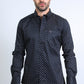 Mens Satin Cotton Modern Fit Black Long Sleeve Shirt