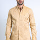 Mens Satin Cotton Modern Fit Khaki Long Sleeve Shirt