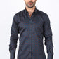 Mens Satin Cotton Modern Fit Navy Long Sleeve Shirt