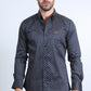 Mens Satin Cotton Modern Fit Navy Long Sleeve Shirt