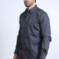 Mens Satin Cotton Modern Fit Navy Long Sleeve Shirt