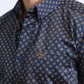 Mens Satin Cotton Modern Fit Navy Long Sleeve Shirt