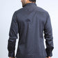 Mens Satin Cotton Modern Fit Navy Long Sleeve Shirt