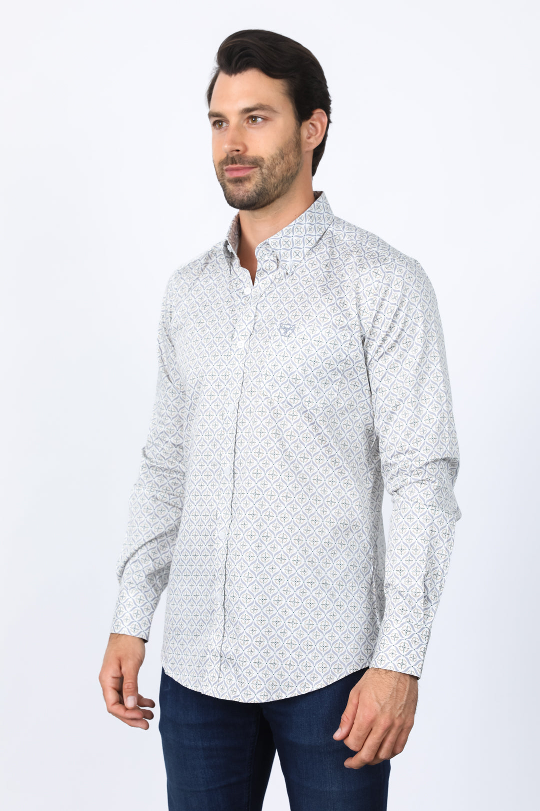 Mens Satin Cotton Modern Fit White Long Sleeve Shirt