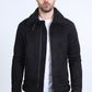 Men's Suede Black Jacket w/ Faux Shearling-lined