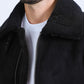 Men's Suede Black Jacket w/ Faux Shearling-lined