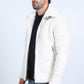 Men's Suede White Jacket w/ Faux Shearling-lined