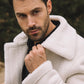 Men's Suede White Jacket w/ Faux Shearling-lined