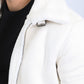 Men's Suede White Jacket w/ Faux Shearling-lined