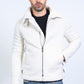 Men's Suede White Jacket w/ Faux Shearling-lined