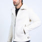 Men's Suede White Jacket w/ Faux Shearling-lined