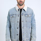 Mens Sherpa Lined Denim Jacket - Tint Blue