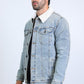 Mens Sherpa Lined Denim Jacket - Tint Blue