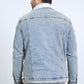 Mens Sherpa Lined Denim Jacket - Tint Blue