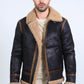 Men's Washed Suede Black Jacket w/ Faux Shearling-lined