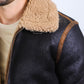 Men's Washed Suede Black Jacket w/ Faux Shearling-lined