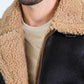 Men's Washed Suede Black Jacket w/ Faux Shearling-lined