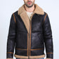 Men's Washed Suede Black Jacket w/ Faux Shearling-lined