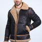 Men's Washed Suede Black Jacket w/ Faux Shearling-lined