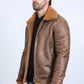 Men's Washed Suede Brown Jacket w/ Faux Shearling-lined