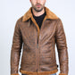 Men's Washed Suede Brown Jacket w/ Faux Shearling-lined