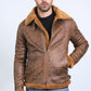 Men's Washed Suede Brown Jacket w/ Faux Shearling-lined