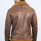 Men's Washed Suede Brown Jacket w/ Faux Shearling-lined