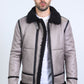 Men's Washed Suede Grey Jacket w/ Faux Shearling-lined