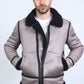 Men's Washed Suede Grey Jacket w/ Faux Shearling-lined