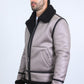 Men's Washed Suede Grey Jacket w/ Faux Shearling-lined