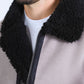 Men's Washed Suede Grey Jacket w/ Faux Shearling-lined