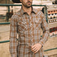 Mens Western Checkered Camel Long Sleeve Shirts