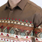 Mens Western Modern Fit Cotton/Spandex Long Sleeve Beige Shirt with Snaps