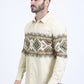 Mens Western Modern Fit Cotton/Spandex Long Sleeve Beige Shirt with Snaps