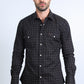 Mens Western Modern Fit Cotton/Spandex Long Sleeve Black Shirt with Snaps