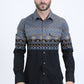 Mens Western Modern Fit Cotton/Spandex Long Sleeve Black Shirt with Snaps