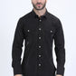 Mens Western Modern Fit Cotton/Spandex Long Sleeve Black Shirt with Snaps