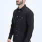 Mens Western Modern Fit Cotton/Spandex Long Sleeve Black Shirt with Snaps