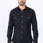 Mens Western Modern Fit Black Long Sleeve Shirt with Snaps