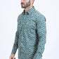 Mens Western Modern Fit Cotton/Spandex Long Sleeve Blue Shirt with Snaps