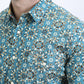 Mens Western Modern Fit Cotton/Spandex Long Sleeve Blue Shirt with Snaps