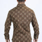 Mens Western Modern Fit Cotton/Spandex Long Sleeve Brown Shirt with Snaps