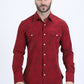 Mens Western Modern Fit Cotton/Spandex Long Sleeve Burgundy Shirt with Snaps