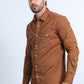 Mens Western Modern Fit Cotton/Spandex Long Sleeve Camel Shirt with Snaps