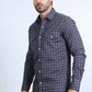 Mens Western Modern Fit Cotton/Spandex Long Sleeve Charcoal Shirt with Snaps