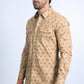 Mens Western Modern Fit Cotton/Spandex Long Sleeve Khaki Shirt with Snaps