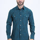 Mens Western Modern Fit Cotton/Spandex Long Sleeve Teal Shirt with Snaps