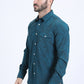 Mens Western Modern Fit Cotton/Spandex Long Sleeve Teal Shirt with Snaps