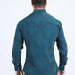 Mens Western Modern Fit Cotton/Spandex Long Sleeve Teal Shirt with Snaps